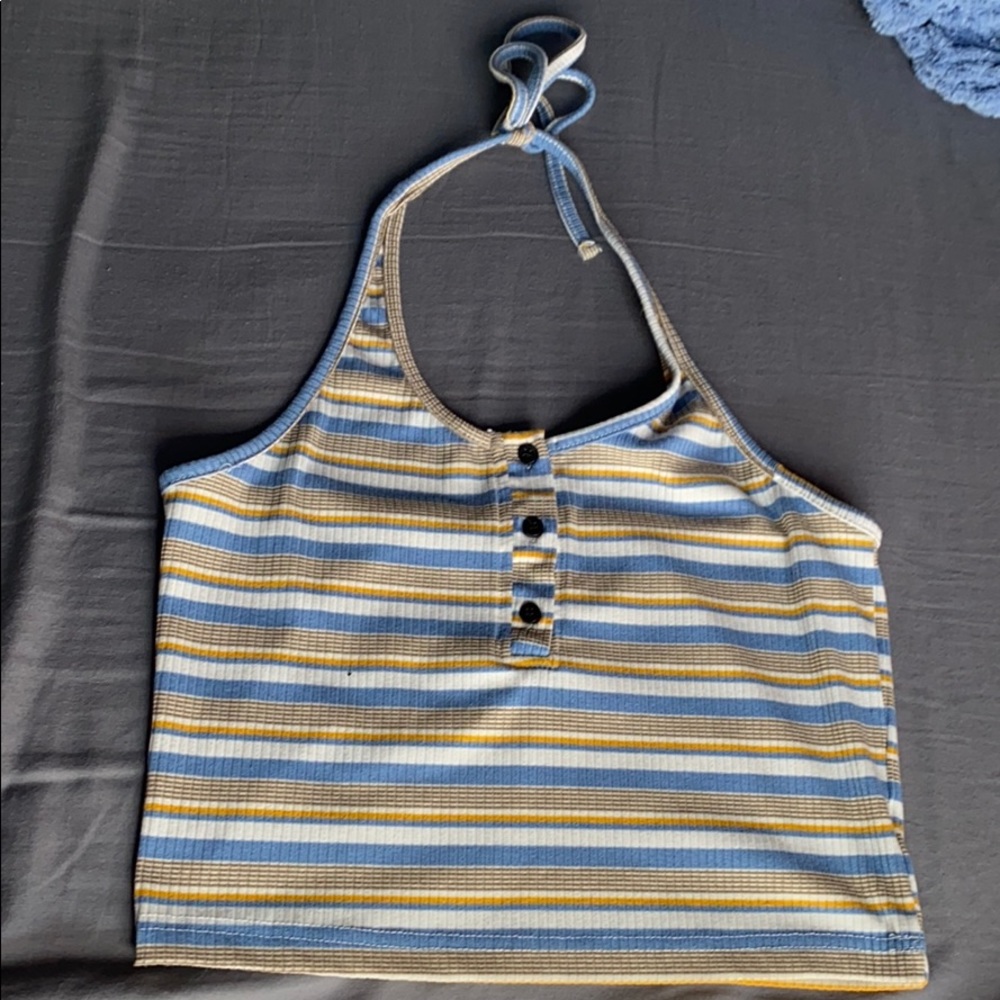 striped halter crop top